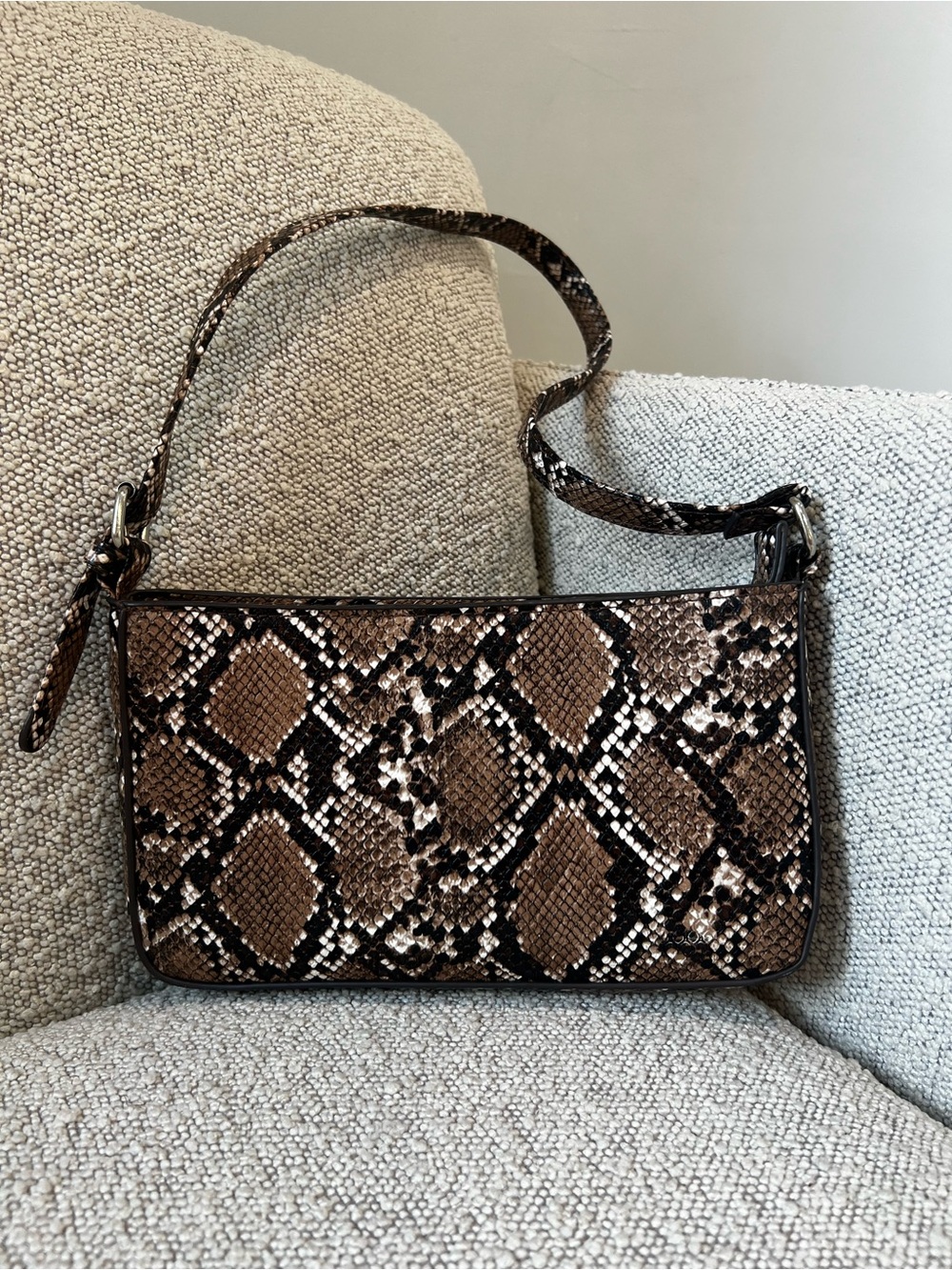 Cotton On Brown Snake-Print Shoulder Bag
